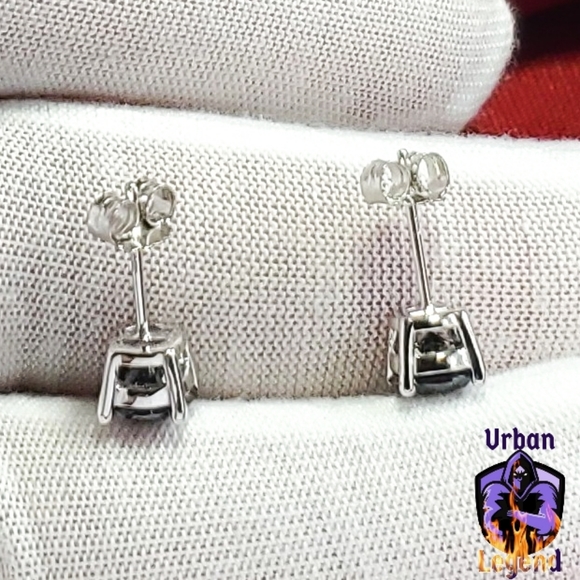2 CTW Moissanite Black Moissanite Stud Earrings - Picture 4 of 16